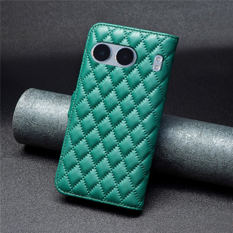 BINFEN COLOR BF Style-14 For OnePlus Nord 4 Case Rhombus Phone Leather Cover Stand - Green