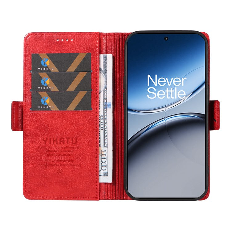 YIKATU YK-007 For OnePlus Nord 4 Case Side Buckle PU Leather Phone Cover Litchi Texture - Red