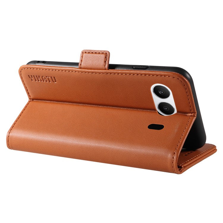 YIKATU YK-003 For OnePlus Nord 4 Case Wallet Stand Leather Phone Cover Side Buckle - Brown