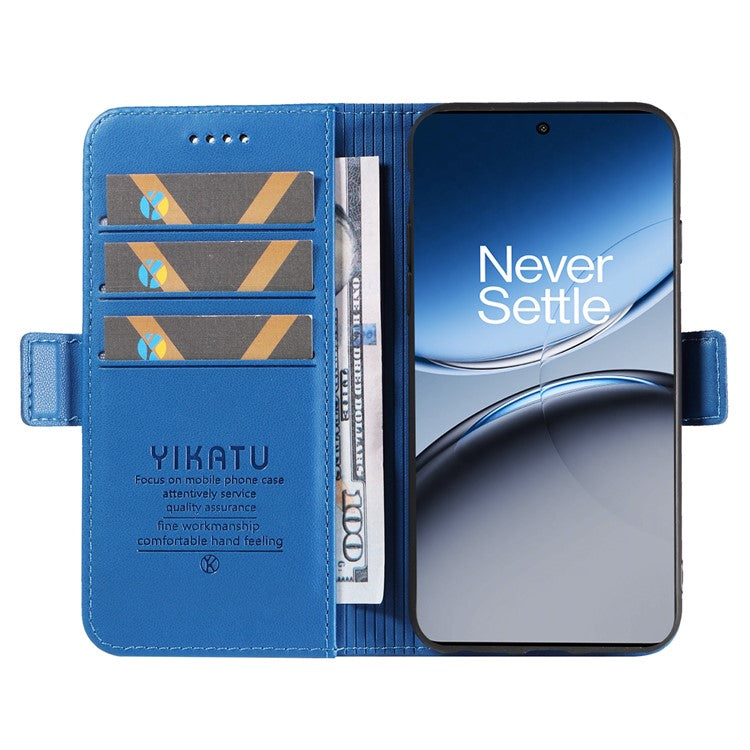 YIKATU YK-003 For OnePlus Nord 4 Case Wallet Stand Leather Phone Cover Side Buckle - Sky Blue