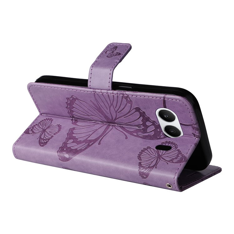KT Imprinting Flower Series-2 For OnePlus Nord 4 Case Floral Butterfly Leather Wallet Phone Cover - Light Purple