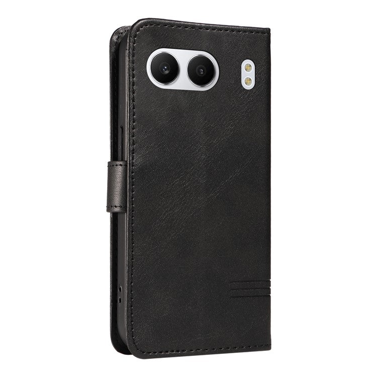 For OnePlus Nord 4 Case Flip Wallet T-Shape Lines Leather Phone Cover - Black