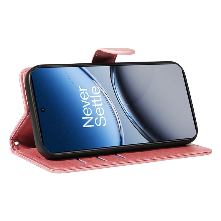 For OnePlus Nord 4 Case Flip Wallet T-Shape Lines Leather Phone Cover - Rose Gold