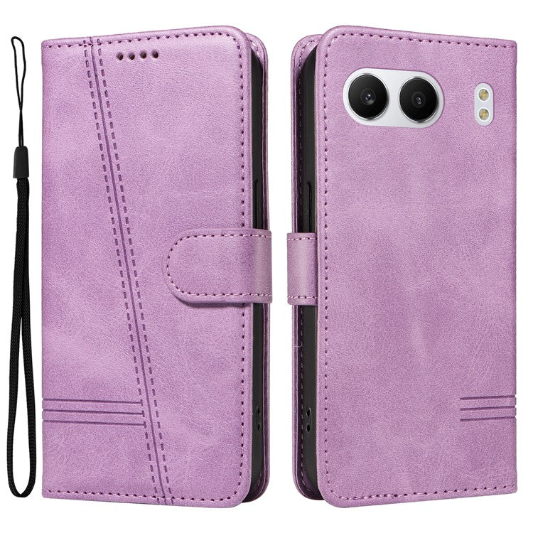 For OnePlus Nord 4 Case Flip Wallet T-Shape Lines Leather Phone Cover - Light Purple