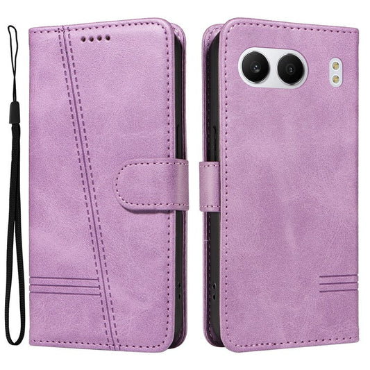 For OnePlus Nord 4 Case Flip Wallet T-Shape Lines Leather Phone Cover - Light Purple