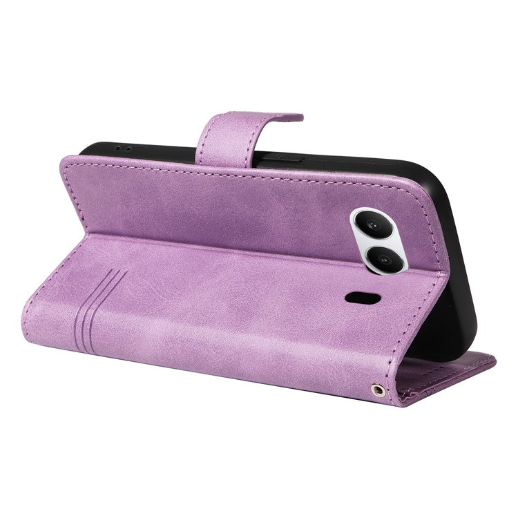 For OnePlus Nord 4 Case Flip Wallet T-Shape Lines Leather Phone Cover - Light Purple