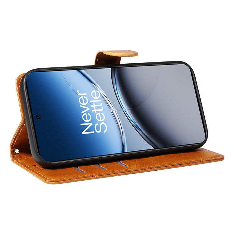 For OnePlus Nord 4 Case Flip Wallet T-Shape Lines Leather Phone Cover - Yellow