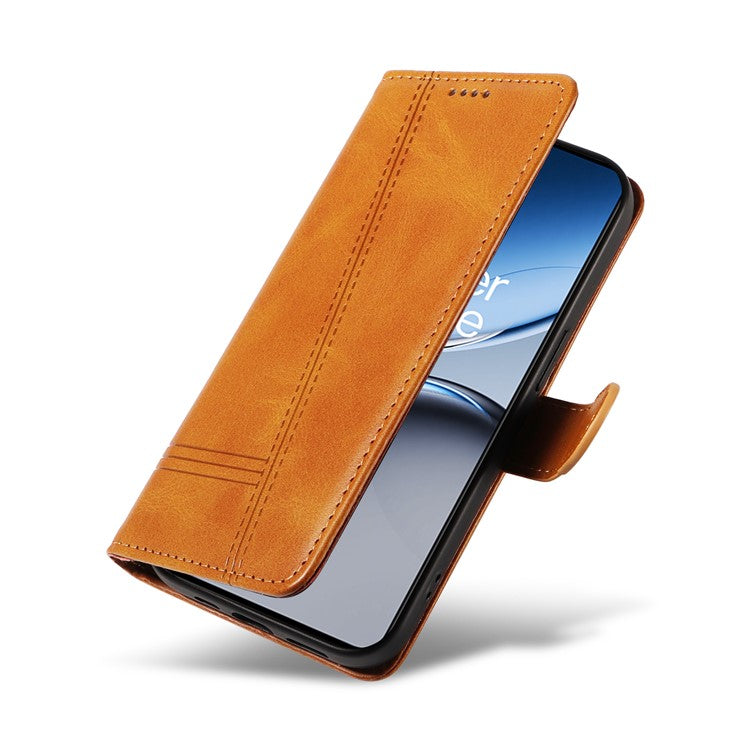 For OnePlus Nord 4 Case Flip Wallet T-Shape Lines Leather Phone Cover - Yellow