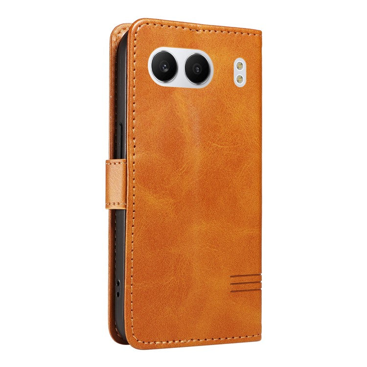 For OnePlus Nord 4 Case Flip Wallet T-Shape Lines Leather Phone Cover - Yellow