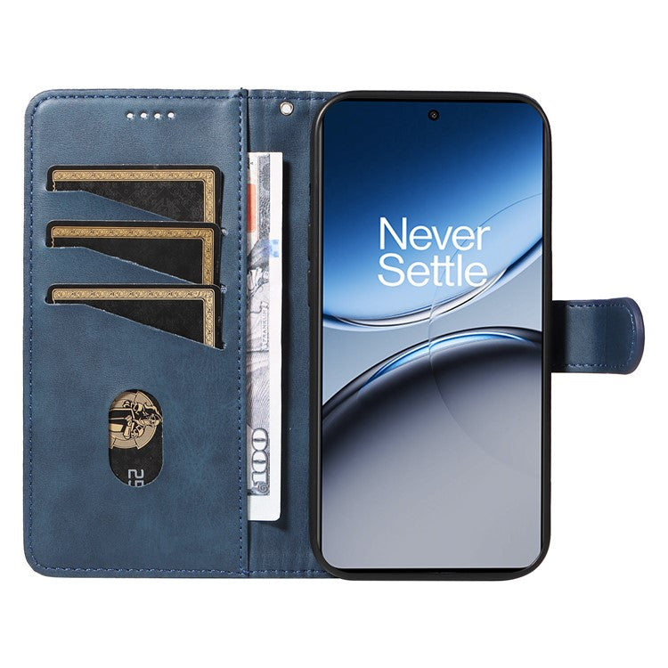 For OnePlus Nord 4 Case Flip Wallet T-Shape Lines Leather Phone Cover - Blue