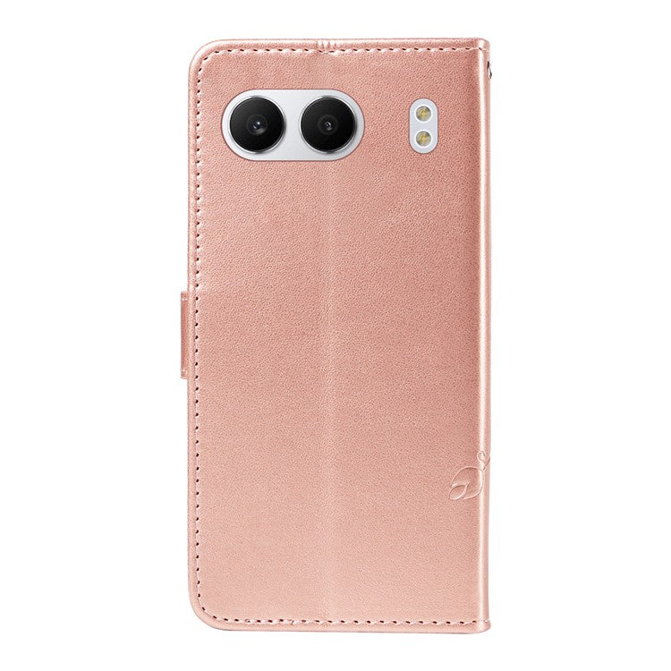 For OnePlus Nord 4 Case Flower Pattern PU Leather Wallet Phone Cover - Rose Gold