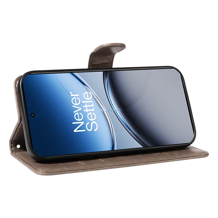 For OnePlus Nord 4 Case Flower Pattern PU Leather Wallet Phone Cover - Grey