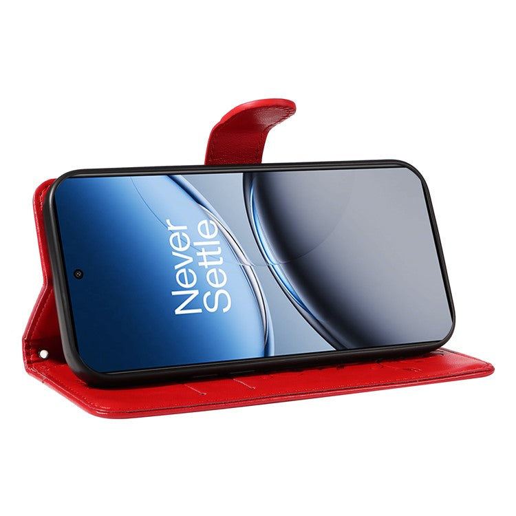 For OnePlus Nord 4 Case Flower Pattern PU Leather Wallet Phone Cover - Red