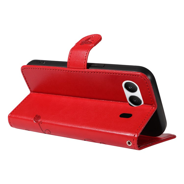 For OnePlus Nord 4 Case Flower Pattern PU Leather Wallet Phone Cover - Red