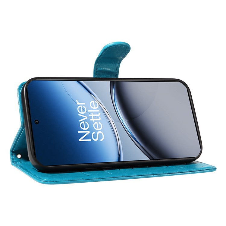 For OnePlus Nord 4 Case Flower Pattern PU Leather Wallet Phone Cover - Blue