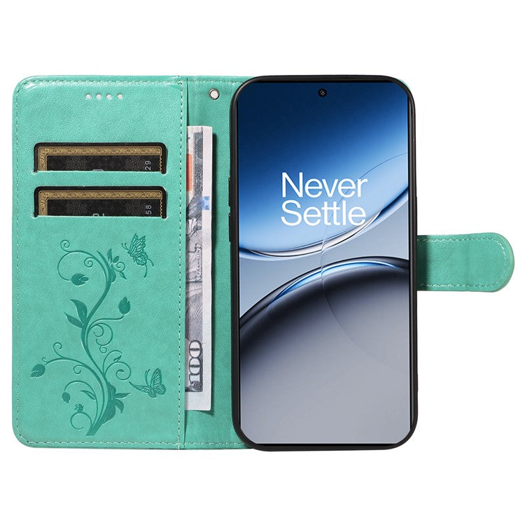 For OnePlus Nord 4 Case Flower Pattern PU Leather Wallet Phone Cover - Green