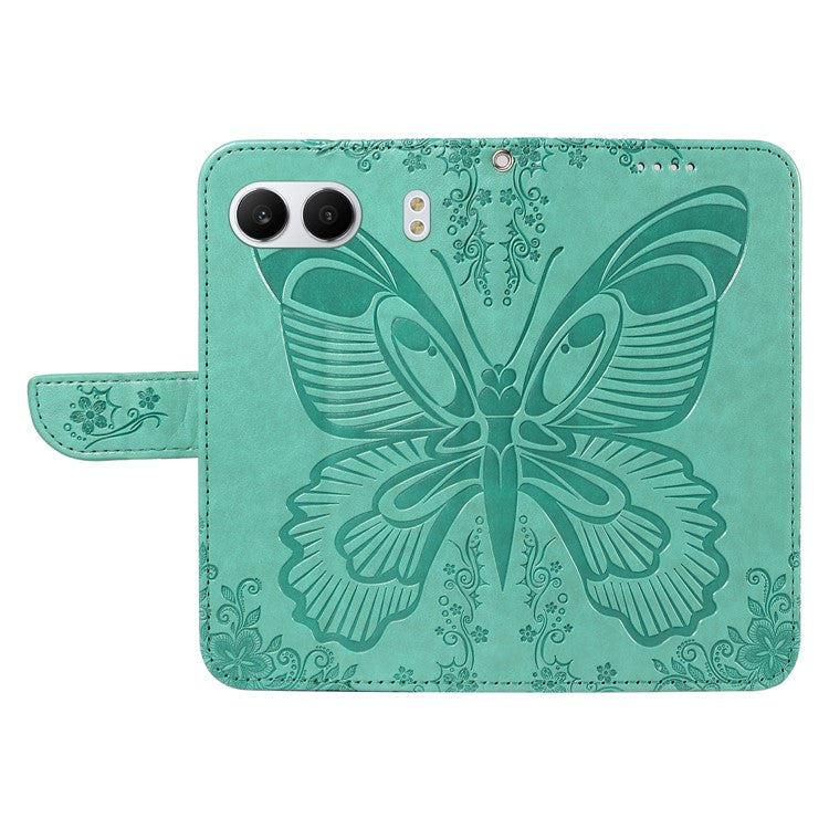 For OnePlus Nord 4 Case Butterfly Pattern Leather Wallet Flip Phone Cover - Green