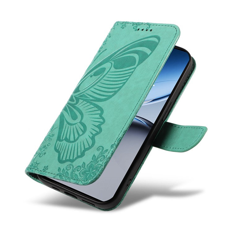 For OnePlus Nord 4 Case Butterfly Pattern Leather Wallet Flip Phone Cover - Green