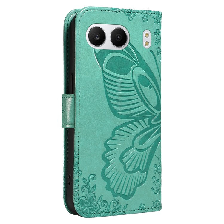 For OnePlus Nord 4 Case Butterfly Pattern Leather Wallet Flip Phone Cover - Green