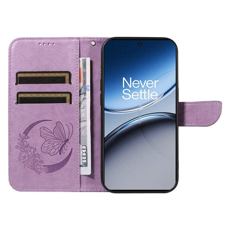 For OnePlus Nord 4 Case Butterfly Pattern Leather Wallet Flip Phone Cover - Purple