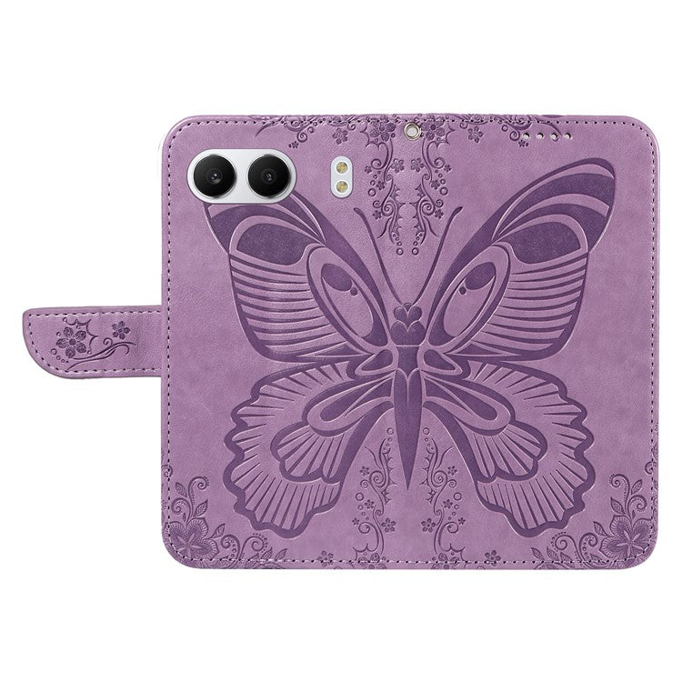 For OnePlus Nord 4 Case Butterfly Pattern Leather Wallet Flip Phone Cover - Purple