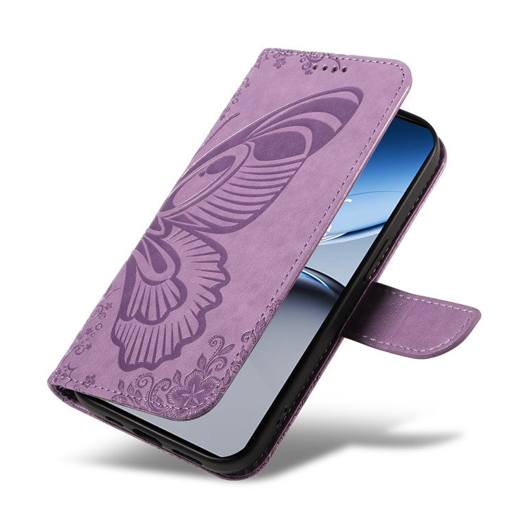 For OnePlus Nord 4 Case Butterfly Pattern Leather Wallet Flip Phone Cover - Purple