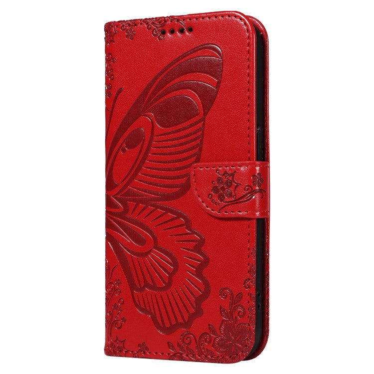 For OnePlus Nord 4 Case Butterfly Pattern Leather Wallet Flip Phone Cover - Red