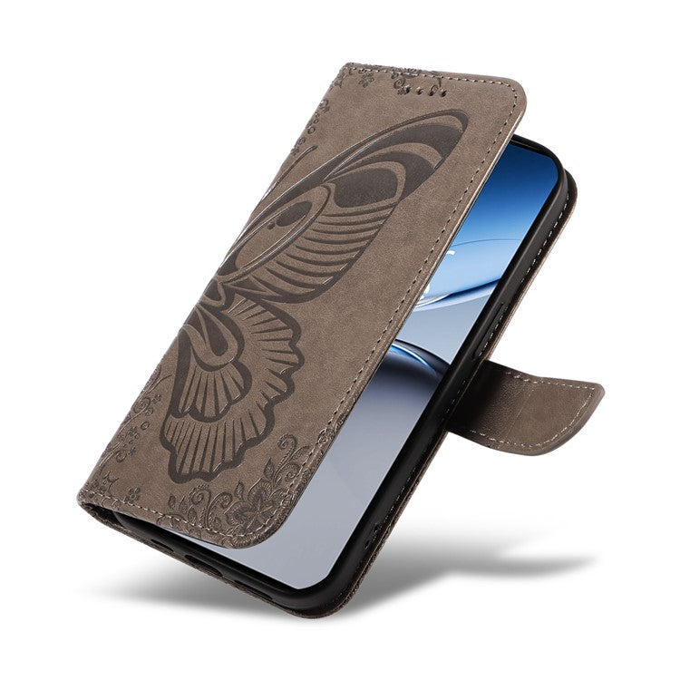 For OnePlus Nord 4 Case Butterfly Pattern Leather Wallet Flip Phone Cover - Grey