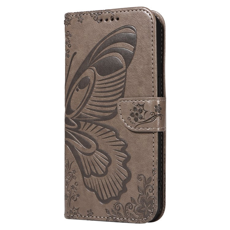 For OnePlus Nord 4 Case Butterfly Pattern Leather Wallet Flip Phone Cover - Grey