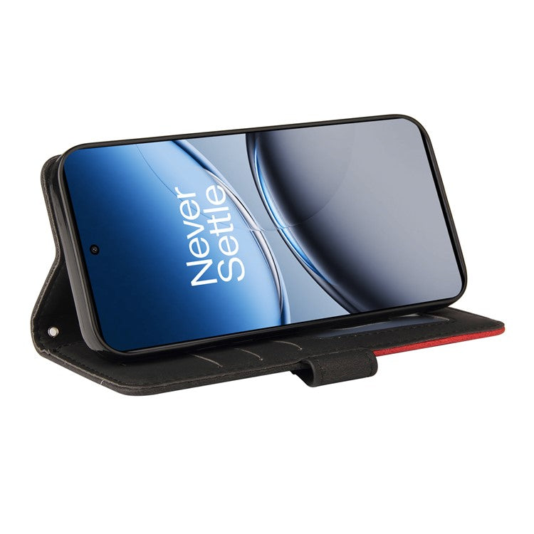 KT Leather Series-1 For OnePlus Nord 4 Leather Case Color Splicing Phone Cover Wallet Stand - Black