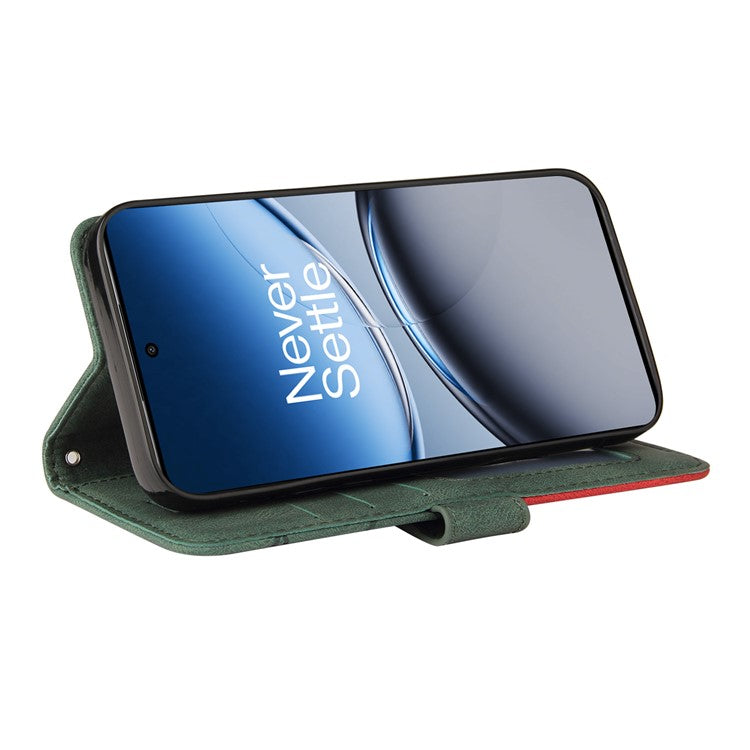KT Leather Series-1 For OnePlus Nord 4 Leather Case Color Splicing Phone Cover Wallet Stand - Green