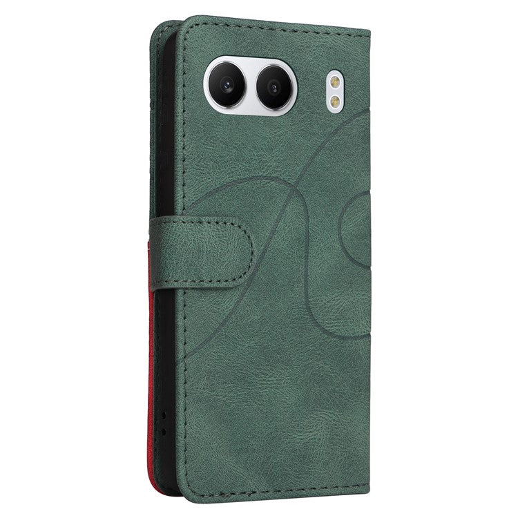 KT Leather Series-1 For OnePlus Nord 4 Leather Case Color Splicing Phone Cover Wallet Stand - Green