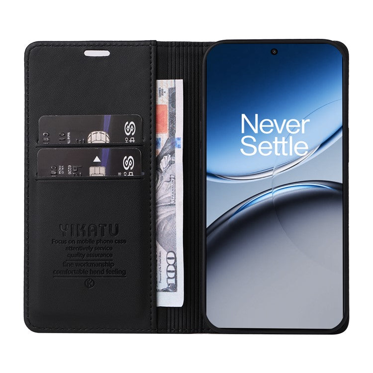 YIKATU YK-001 For OnePlus Nord 4 Case Stand Leather Phone Cover Strong Magnetic Closure - Black