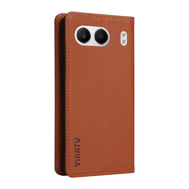 YIKATU YK-001 For OnePlus Nord 4 Case Stand Leather Phone Cover Strong Magnetic Closure - Brown