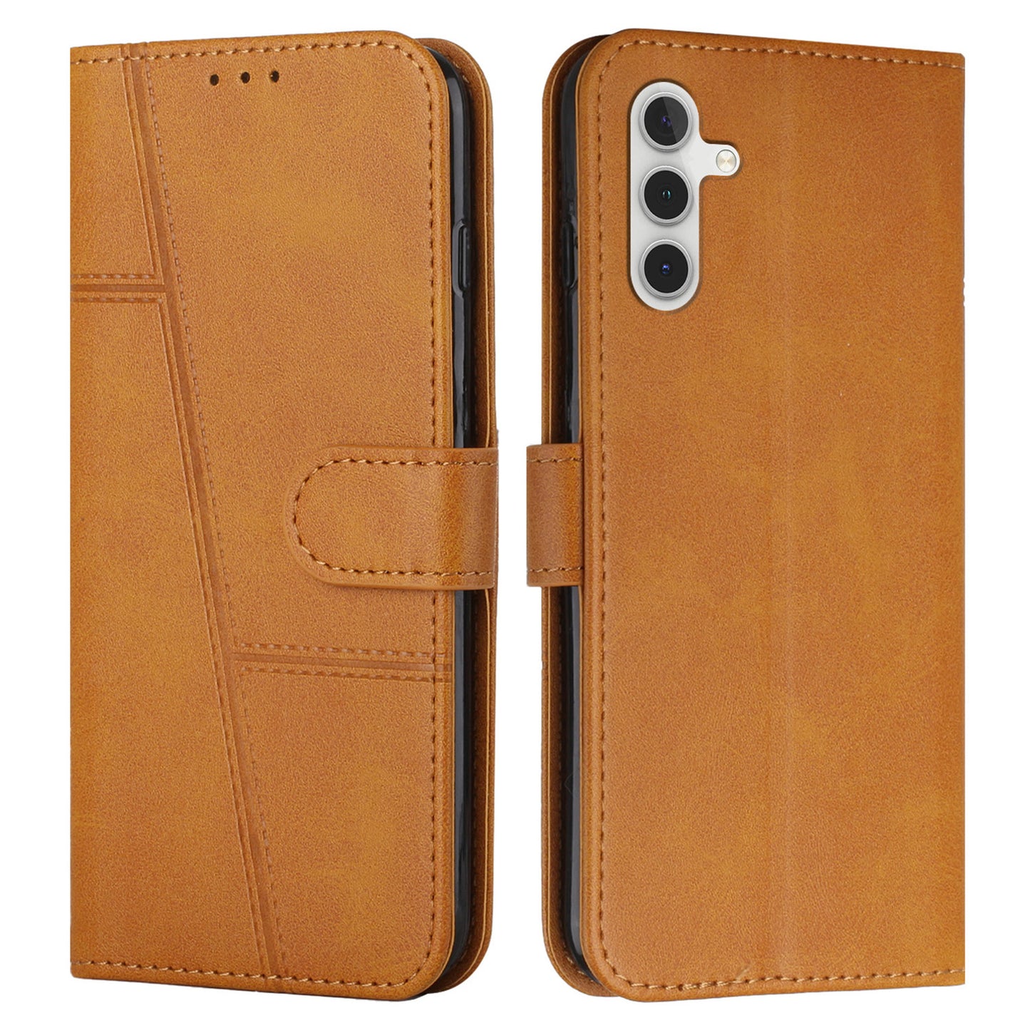 For Samsung Galaxy A16 5G / A16 4G Case Stand Flip Protective Leather Phone Cover - Yellow