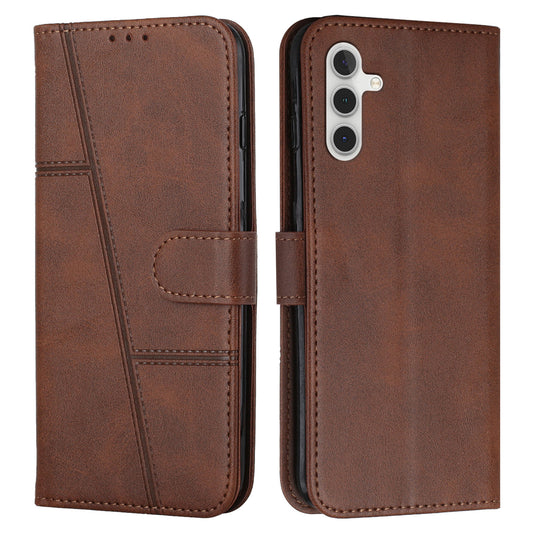For Samsung Galaxy A16 5G / A16 4G Case Stand Flip Protective Leather Phone Cover - Brown