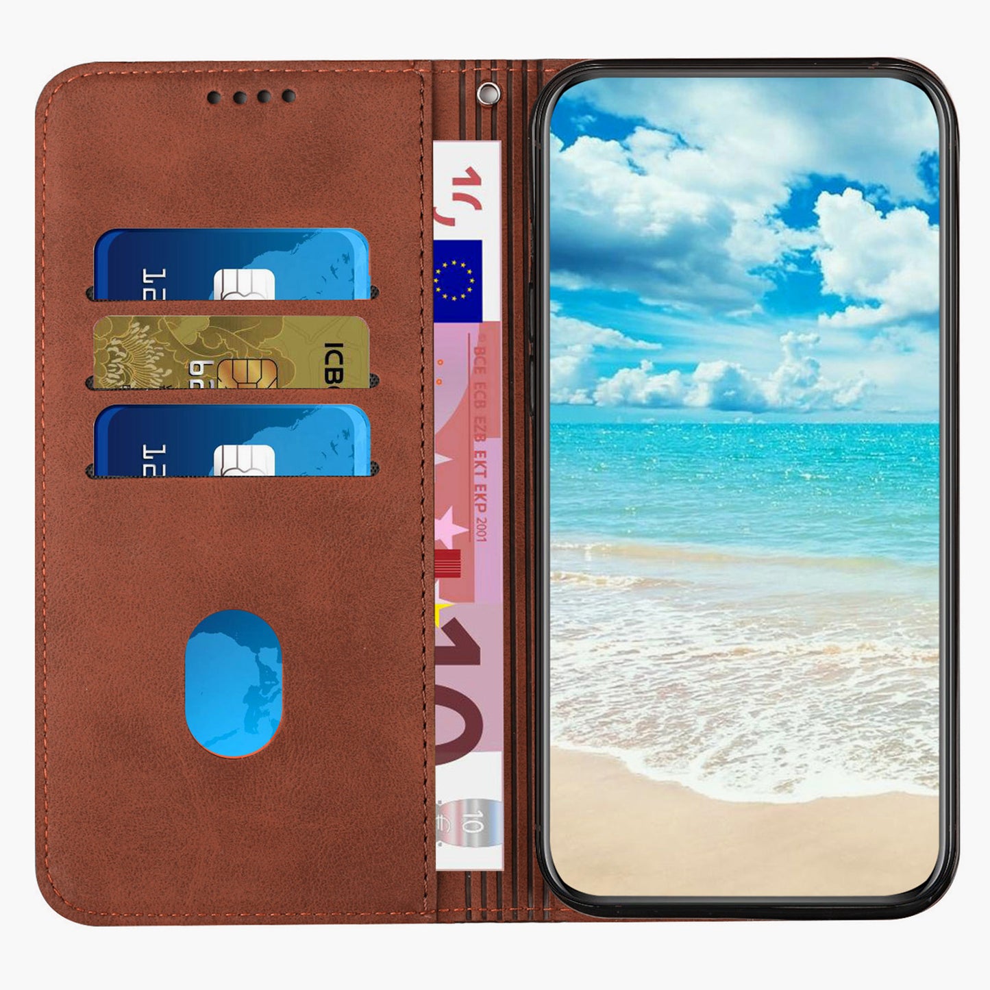 For Samsung Galaxy A16 5G / A16 4G Phone Cover Imprinted PU Leather Wallet Stand Case - Brown