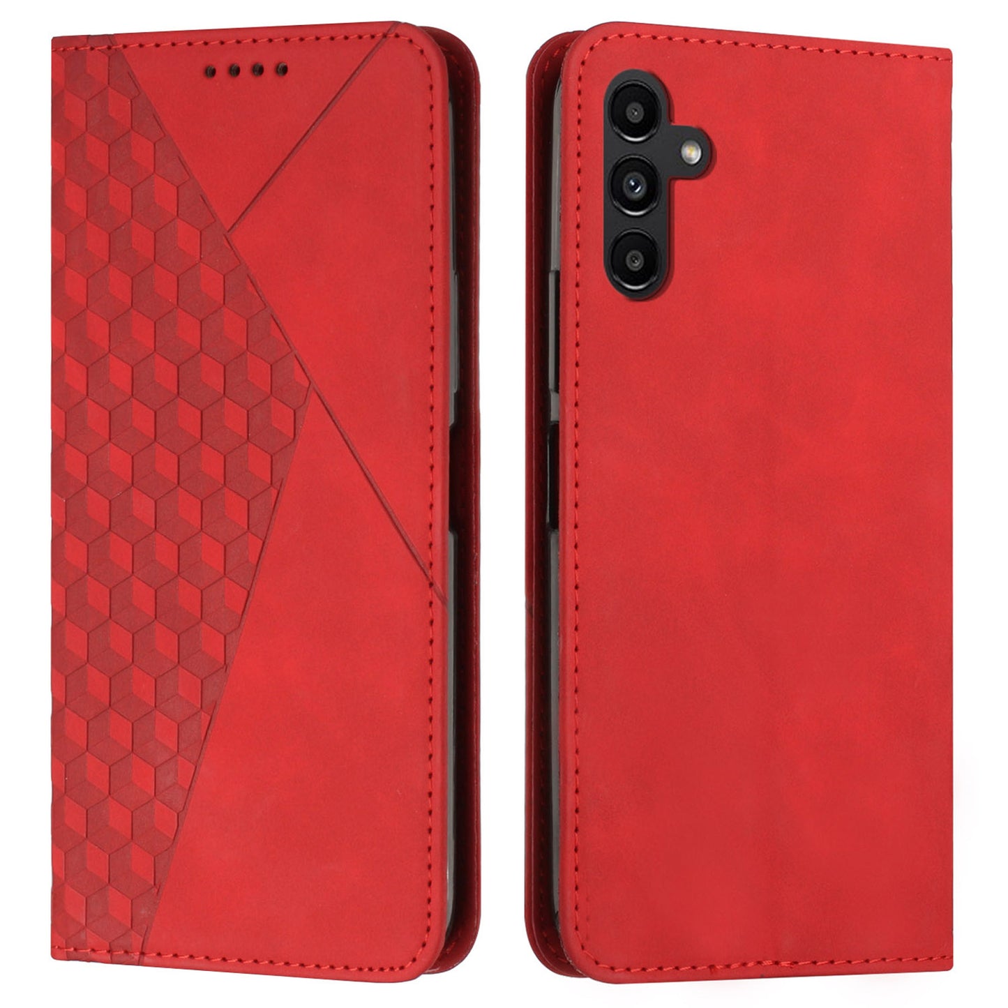 For Samsung Galaxy A16 5G / A16 4G Phone Cover Imprinted PU Leather Wallet Stand Case - Red