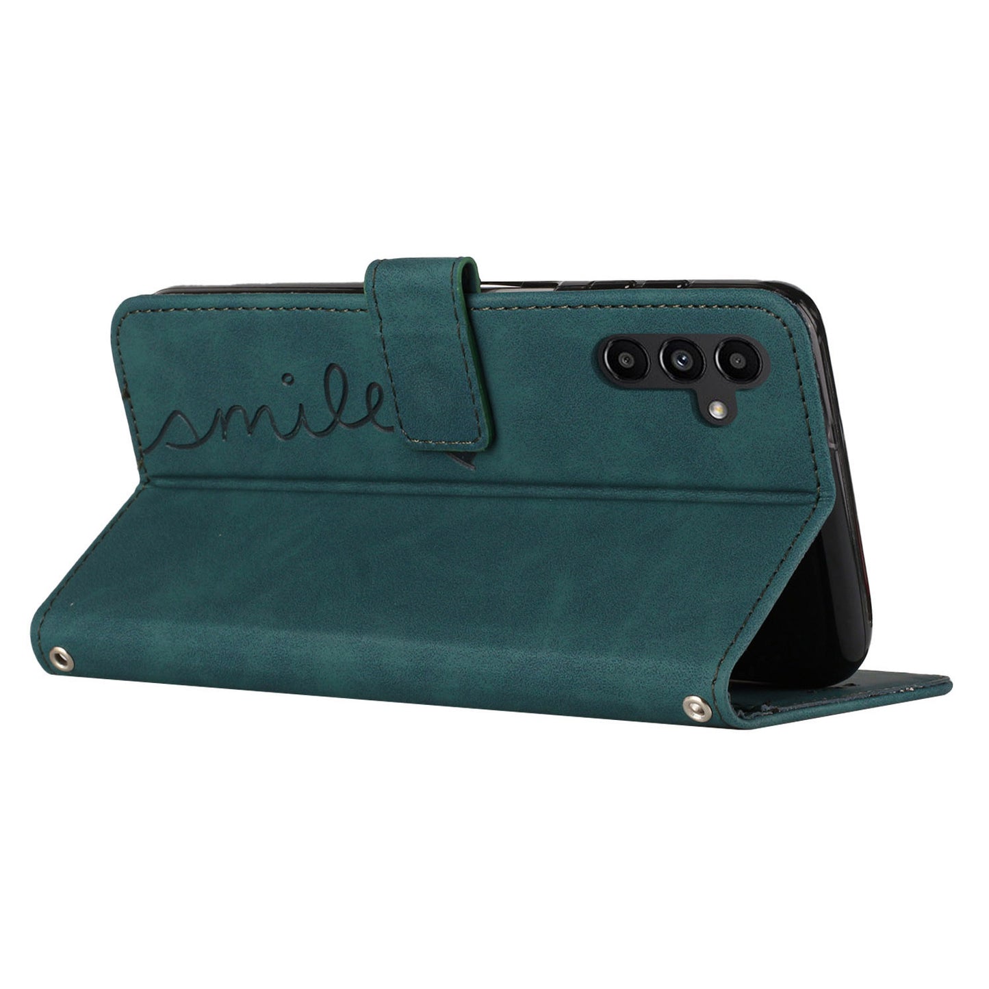 For Samsung Galaxy A16 5G / A16 4G Case Viewing Stand PU Leather Phone Cover Imprinted Pattern - Green