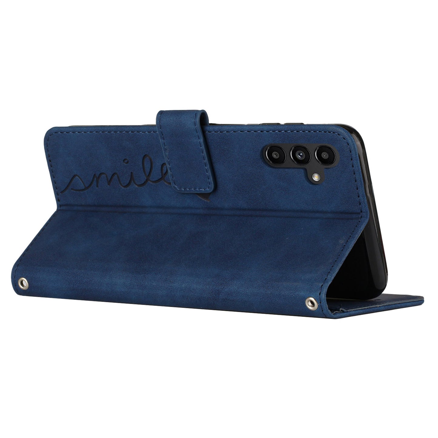 For Samsung Galaxy A16 5G / A16 4G Case Viewing Stand PU Leather Phone Cover Imprinted Pattern - Sapphire