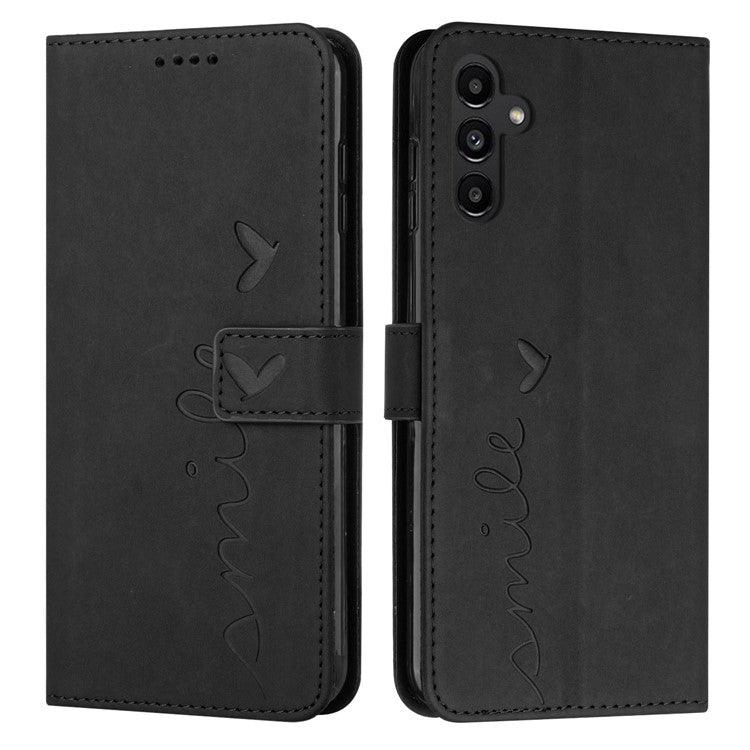 For Samsung Galaxy M35 5G Case Viewing Stand PU Leather Phone Cover Imprinted Pattern - Black