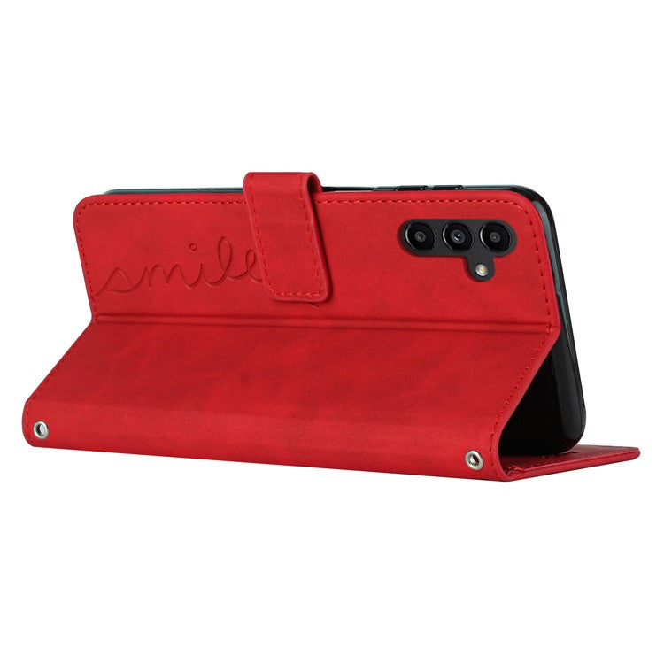 For Samsung Galaxy M35 5G Case Viewing Stand PU Leather Phone Cover Imprinted Pattern - Red