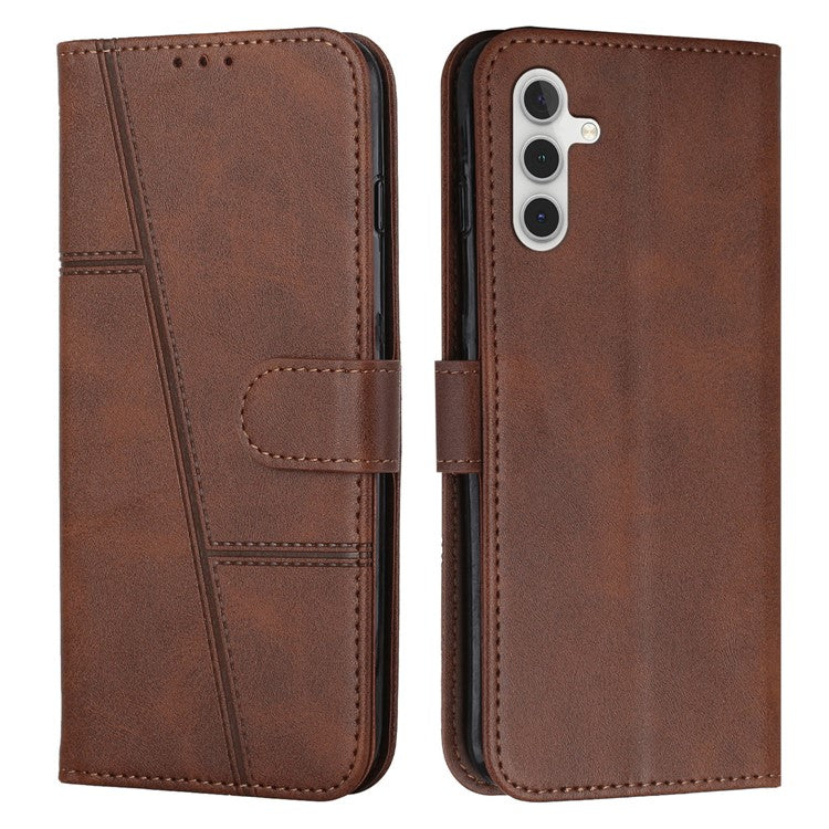 For Samsung Galaxy M35 5G Case Stand Flip Protective Leather Phone Cover - Brown