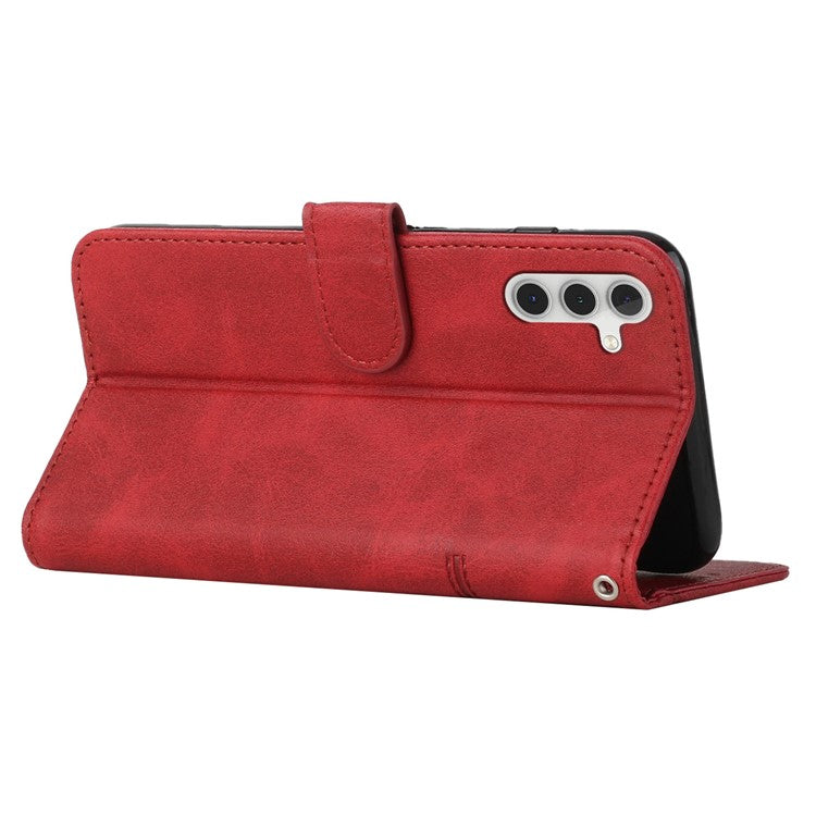 For Samsung Galaxy M35 5G Case Stand Flip Protective Leather Phone Cover - Red