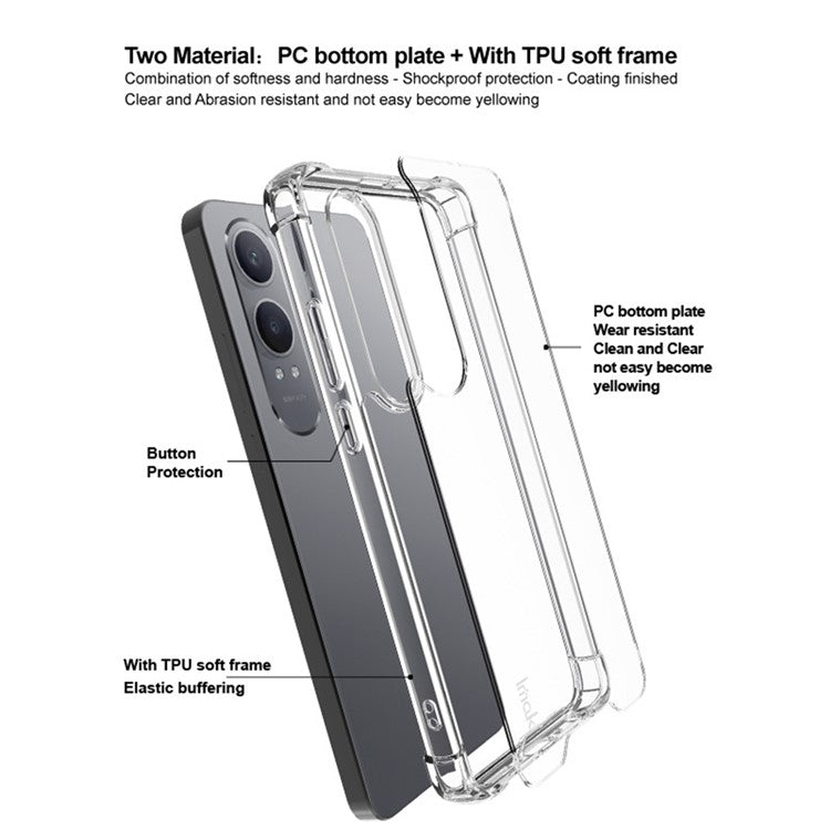 IMAK For OnePlus Nord CE4 Lite 5G / Oppo K12x 5G (China) Case PC+TPU Shockproof Clear Phone Cover