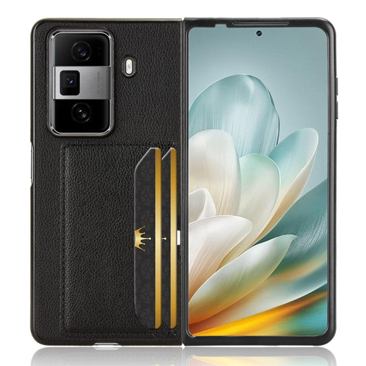 For Honor Magic Vs3 5G Case Card Holder Litchi Texture Leather+PC Folding Phone Cover - Black