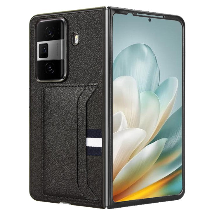 For Honor Magic Vs3 5G Case Card Holder Litchi Texture Leather+PC Folding Phone Cover - Black