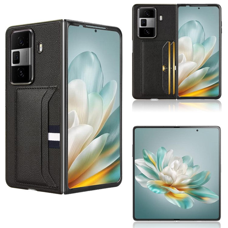 For Honor Magic Vs3 5G Case Card Holder Litchi Texture Leather+PC Folding Phone Cover - Black