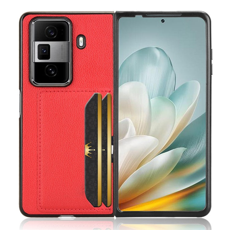 For Honor Magic Vs3 5G Case Card Holder Litchi Texture Leather+PC Folding Phone Cover - Red