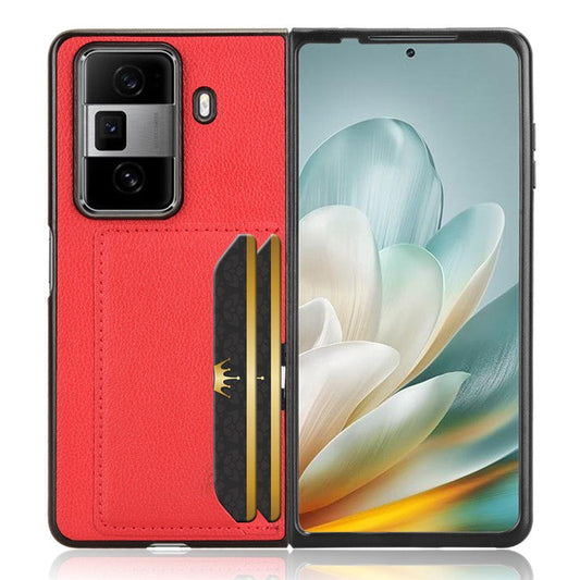 For Honor Magic Vs3 5G Case Card Holder Litchi Texture Leather+PC Folding Phone Cover - Red